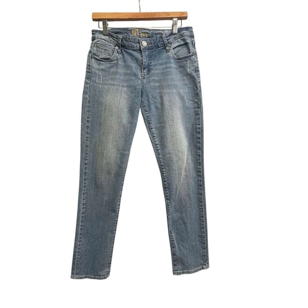 KUKUT FROM THE KLOTH Womens Size 6 Whiskered Light Wash Denim Straight Jeans